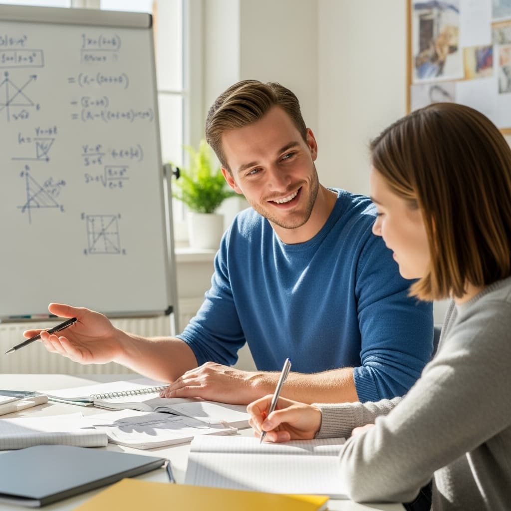 Nachhilfe-Szene mit Tutor und Schülerin
